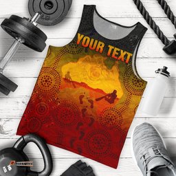 Custom Aboriginal Men's Tank Top, Australian Map with  Indigenous Color