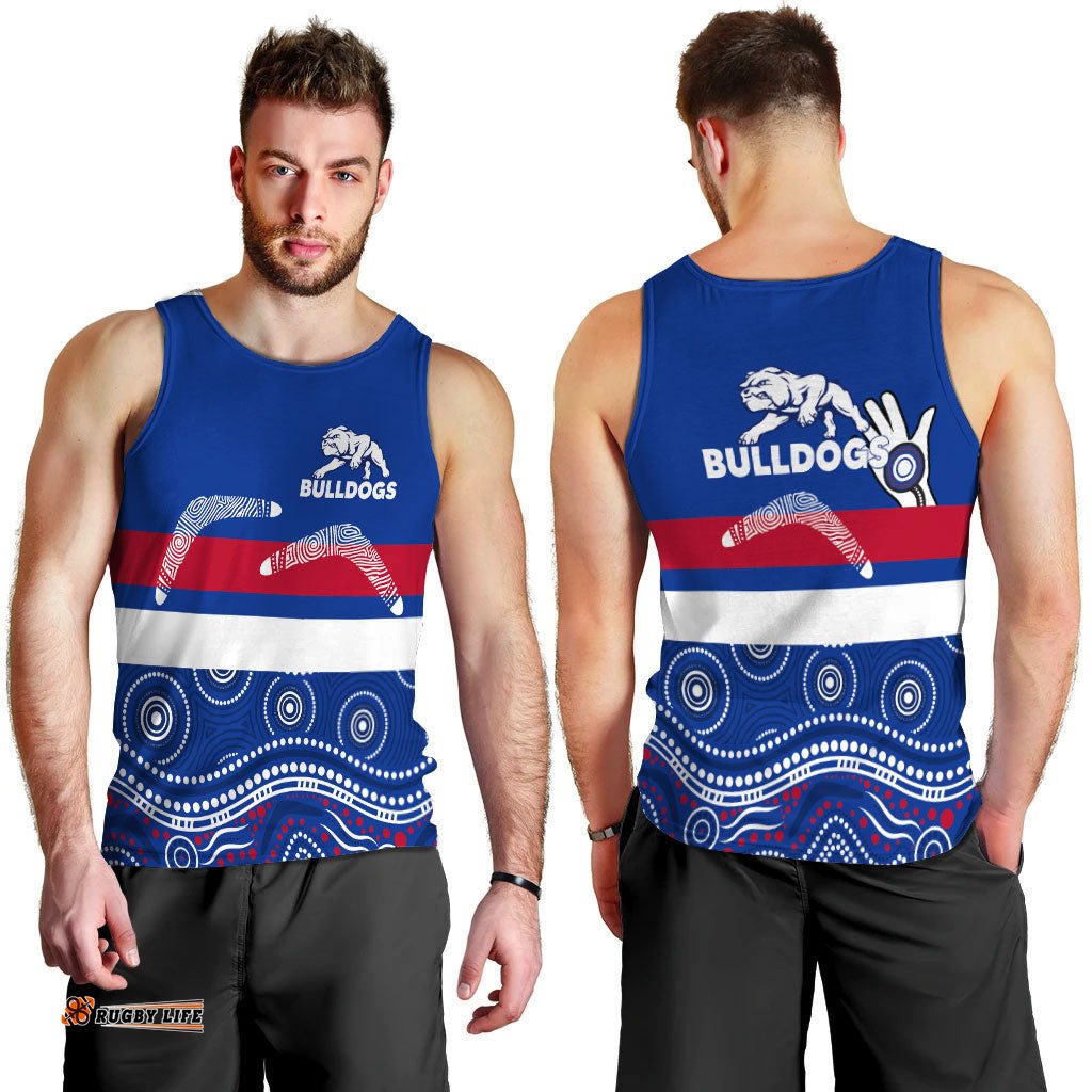 Western Bulldogs Men Tank Top - Aboriginal Dot Painting -