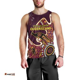 (Custom Text and Number) Queensland Rugby Men Tank Top State of Origin Go Maroons Indigenous Tribal