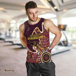 (Custom Text and Number) Queensland Rugby Men Tank Top State of Origin Go Maroons Indigenous Tribal