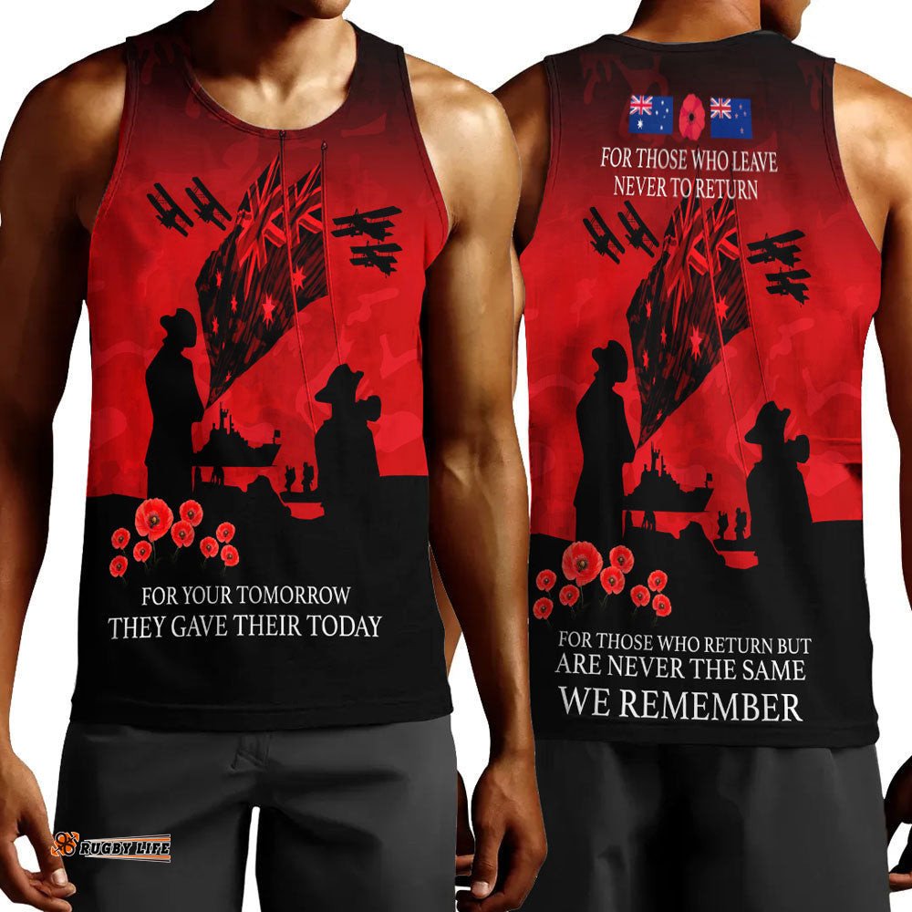 Vibe Hoodie Clothing - Anzac Day For Those Who Leave Never To Ruturn Men Tank Top