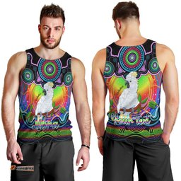 Personalised Australia Libra Cockatoo Zodiac Men Tank Top Auz Astrology Aboriginal - Rainbow