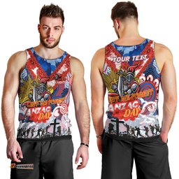 Personalised Knights ANZAC Day Men Tank Top Aboriginal Rising Sun