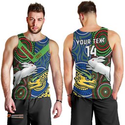 (Custom Text And Number) Rabbitohs Mix Eels Rugby Men Tank Top Souths And Parra Indigenous