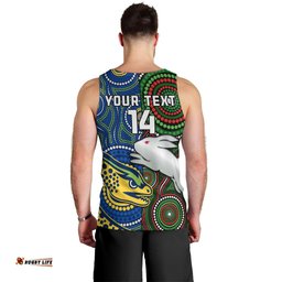 (Custom Text And Number) Rabbitohs Mix Eels Rugby Men Tank Top Souths And Parra Indigenous