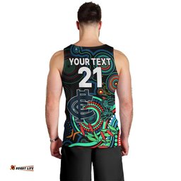 Custom Carlton Blues Football Aboriginal Art Men Tank Top NAIDOC Indigenous Tribal