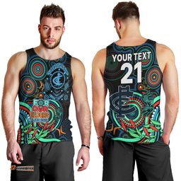 Custom Carlton Blues Football Aboriginal Art Men Tank Top NAIDOC Indigenous Tribal