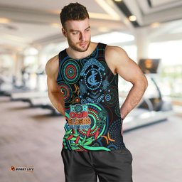 Custom Carlton Blues Football Aboriginal Art Men Tank Top NAIDOC Indigenous Tribal