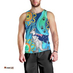 Personalised Australia Kangaroo Men Tank Top Aboriginal Tribal Art Stylization