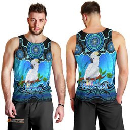 Personalised Australia Libra Cockatoo Zodiac Men Tank Top Auz Astrology Aboriginal - Aqua