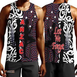 Vibe Hoodie Clothing - Anzac Day Kangaroo Aboriginal & Kiwi Maori Men Tank Top