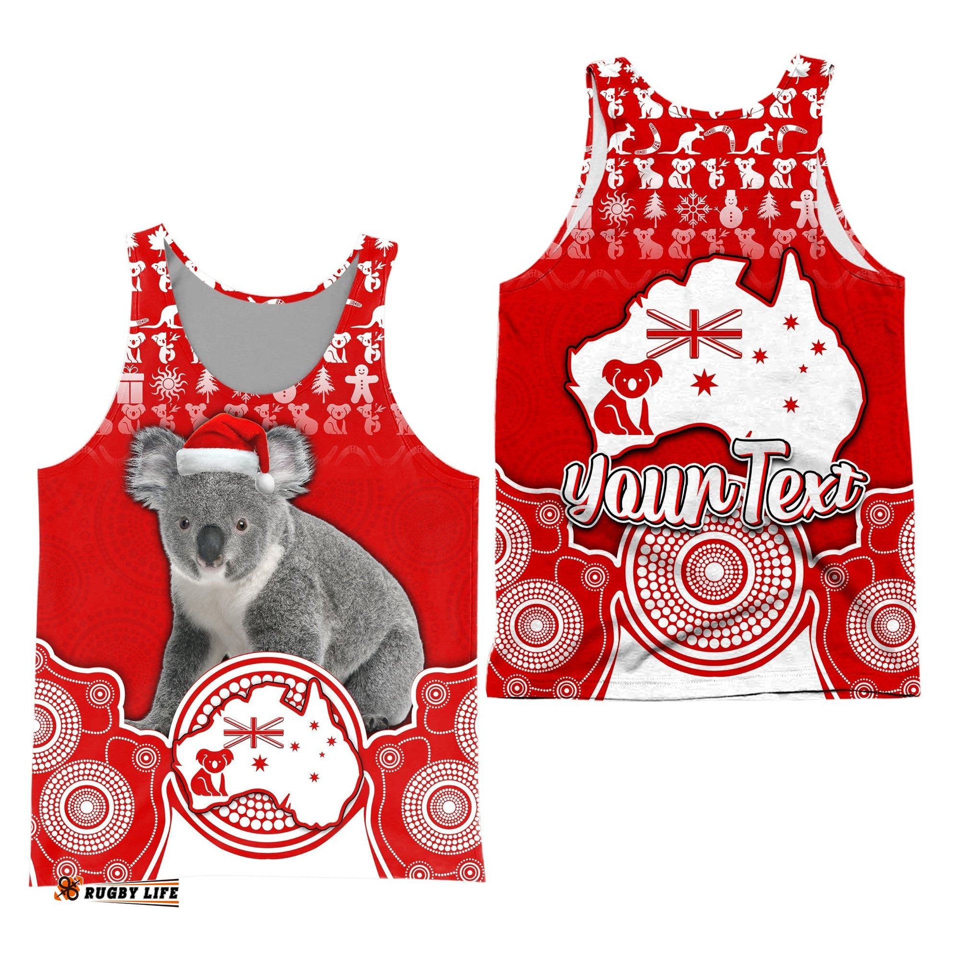(Custom Personalised) Australian Koala Christmas Vibe With Aboriginal Dot Painting Style No2 Men TankTop