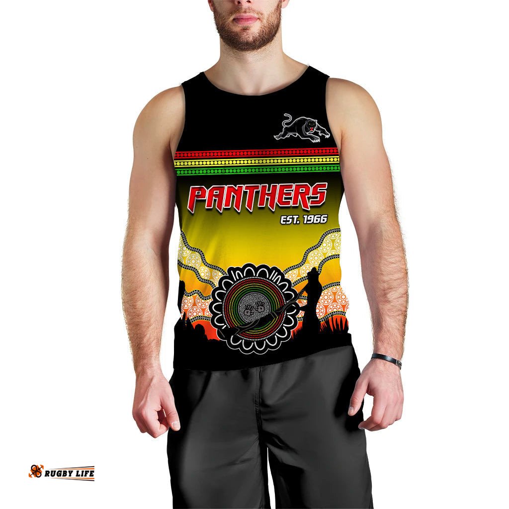 (Custom Personalised) Panthers Men Tank Top Go The Mighty Penrith Aboriginal