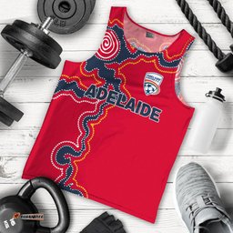 (Custom Personalised) Adelaide United Men Tank Top - Indigenous Dot Painting Art -