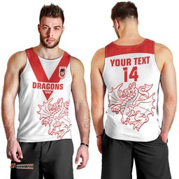 (Custom Text And Number) Dragons Rugby Men Tank Top Simple St George Illawarra