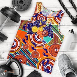 Aboriginal Tank Top - Australian Map Dot Painting - Men