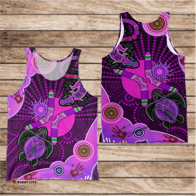 Aboriginal Purple Turtle Lizard Sun Men Tank Top