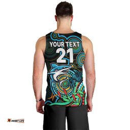 Custom Sharks Rugby Aboriginal Art Men Tank Top NAIDOC Indigenous Tribal