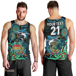 Custom Sharks Rugby Aboriginal Art Men Tank Top NAIDOC Indigenous Tribal