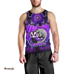 Personalised Australia Gemini Sugar Gilder Zodiac Men Tank Top Auz Astrology Aboriginal - Purple