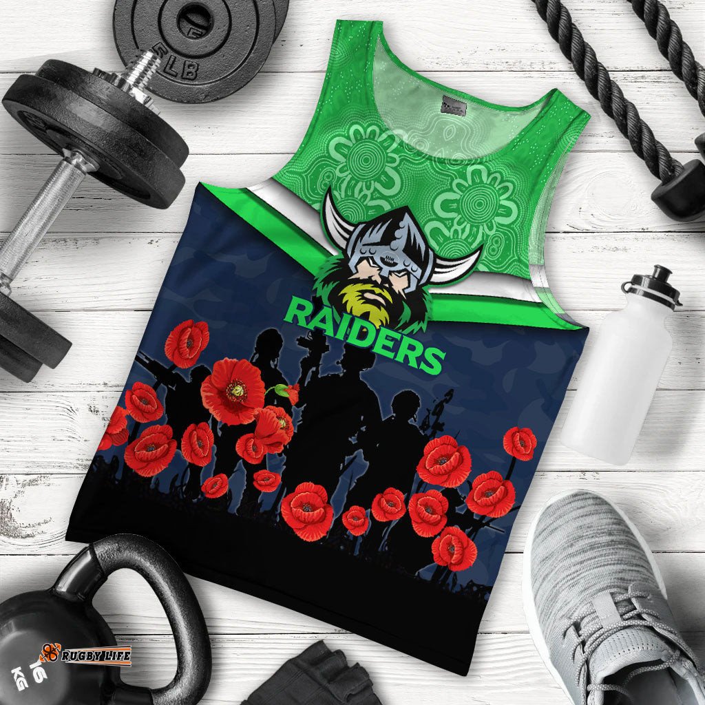 Canberra Raiders Anzac Day Men Tank Top - Indigenous Art -