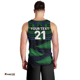 Custom Warriors Rugby Men Tank Top Aotearoa Fern Polynesian Pattern