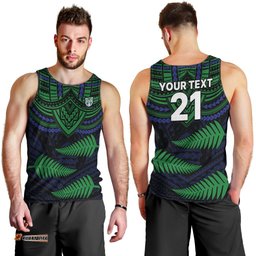 Custom Warriors Rugby Men Tank Top Aotearoa Fern Polynesian Pattern