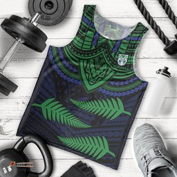 Custom Warriors Rugby Men Tank Top Aotearoa Fern Polynesian Pattern