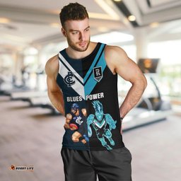 Personalised Carlton And Port Adelaide Football Men Tank Top Blues Mix Power Sporty Version