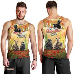 Australia And New Zealand ANZAC Day Men Tank Top Kangaroo And Kiwi Bird Soldiers Lest We Forget