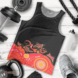 Australia Aboriginal Men Tank Top Lizard Red