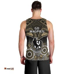 Collingwood Football Men Tank Top Go Magpies Aboriginal Mix Polynesian Pattern