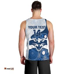 Personalised Geelong Football Men Tank Top Go Cats Indigenous Art