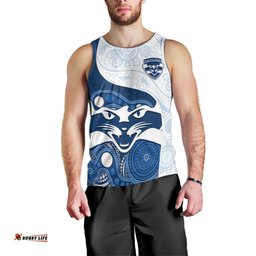 Personalised Geelong Football Men Tank Top Go Cats Indigenous Art