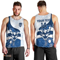 Personalised Geelong Football Men Tank Top Go Cats Indigenous Art
