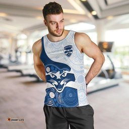Personalised Geelong Football Men Tank Top Go Cats Indigenous Art
