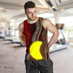 Aboriginal Men Tank Top - Aboriginal Flag Lizard Dot Painting Style