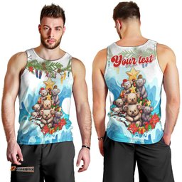 Personalised Australia Koala Christmas Men Tank Top Merry and Bright Breaking Wave