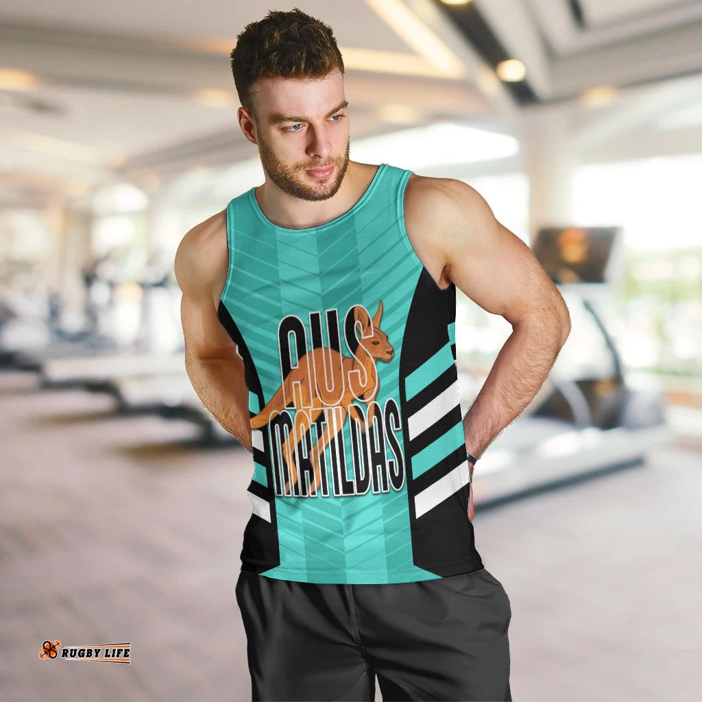 Custom Australia Soccer Men Tank Top Go Matildas Dynamic - Turquoise