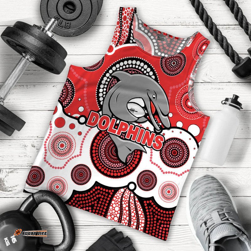 (Custom Personalised And Number) Dolphins Rugby Men Tank Top Aboriginal