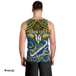 Personalised Cowboys Rugby Men Tank Top Aboriginal Mix Polynesian Pattern