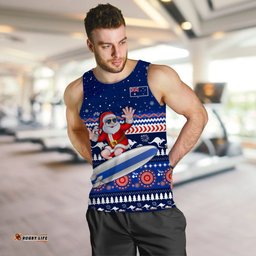 (Custom Personalised) Australia Christmas Men Tank Top Aussie Aboriginal Santa Claus is Surfing with Kangaroo