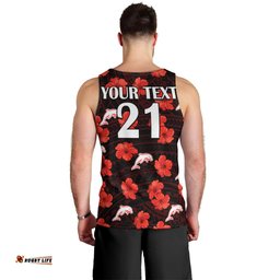 (Custom Text And Number) Dolphins Rugby Men Tank Top Polynesian Style With Hibiscus