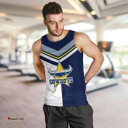 (Custom Text And Number) NRL Cowboys Men Tank Top Mix Jersey