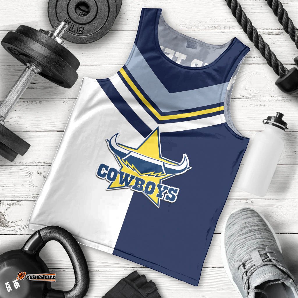 (Custom Text And Number) NRL Cowboys Men Tank Top Mix Jersey