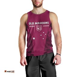 QLD Rugby Men Tank Top Go Maroons Camouflage Sporty Style