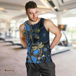 Aboriginal Dragonfly Men Tank Top Blue Style