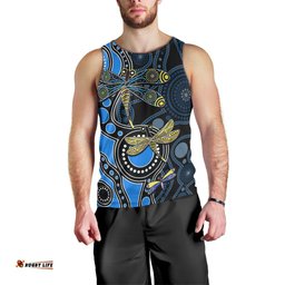 Aboriginal Dragonfly Men Tank Top Blue Style