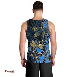 Aboriginal Dragonfly Men Tank Top Blue Style