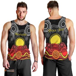 (Custom Personalised) Australian Indigenous Men Tank Top Kangaroos Circle Aboriginal Art
